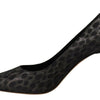 Sofia Schwarze Leoparden-Leder-Stiletto-High-Heels-Pumps-Schuhe