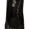 Sofia Schwarze Leoparden-Leder-Stiletto-High-Heels-Pumps-Schuhe