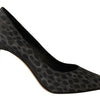 Sofia Schwarze Leoparden-Leder-Stiletto-High-Heels-Pumps-Schuhe