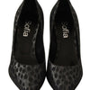 Sofia Schwarze Leoparden-Leder-Stiletto-High-Heels-Pumps-Schuhe