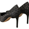 Sofia Schwarze Leoparden-Leder-Stiletto-High-Heels-Pumps-Schuhe