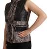 Comeforbreakfast Braune schwarze Weste Leder Ärmelloses Top Bluse
