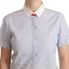 AGLINI Light Blue Cotton Short Sleeves Collared Polo Top