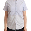 AGLINI Light Blue Cotton Short Sleeves Collared Polo Top