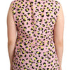 Love Moschino Pink Leopard Print Sleeveless Collared Polo Top