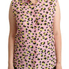 Love Moschino Pink Leopard Print Sleeveless Collared Polo Top