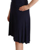 Roccobarocco Navy Blue Sleeveless Halter Sheath Midi Dress