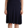 Roccobarocco Navy Blue Sleeveless Halter Sheath Midi Dress