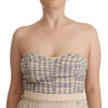 Guess Beige Checkered Pleated A-line Strapless Bustier Dress
