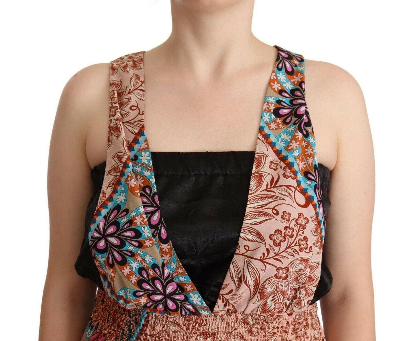 Combinaison chic multicolore sans manches à col en V PINKO