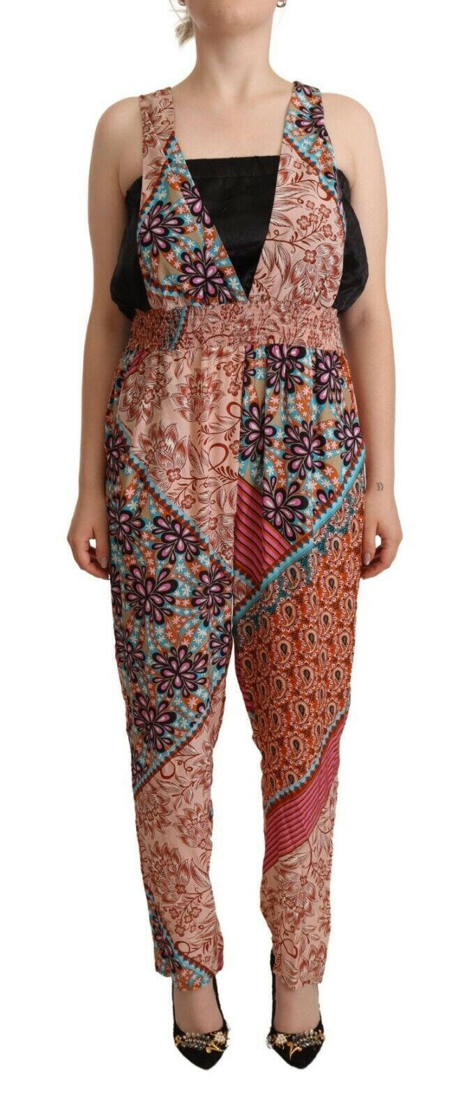 Combinaison chic multicolore sans manches à col en V PINKO