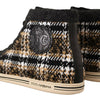 Dolce & Gabbana Beige Brown Wool Cotton High Top Sneakers