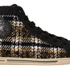 Dolce & Gabbana Beige Brown Wool Cotton High Top Sneakers