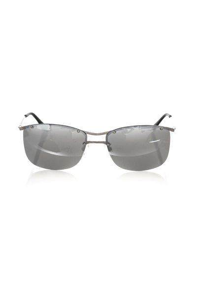 Frankie Morello Silver Metallic Fibre Men Sunglass