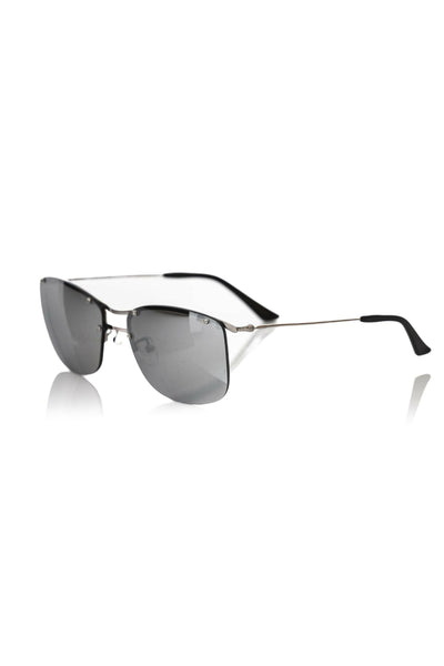 Frankie Morello Silver Metallic Fibre Men Sunglass