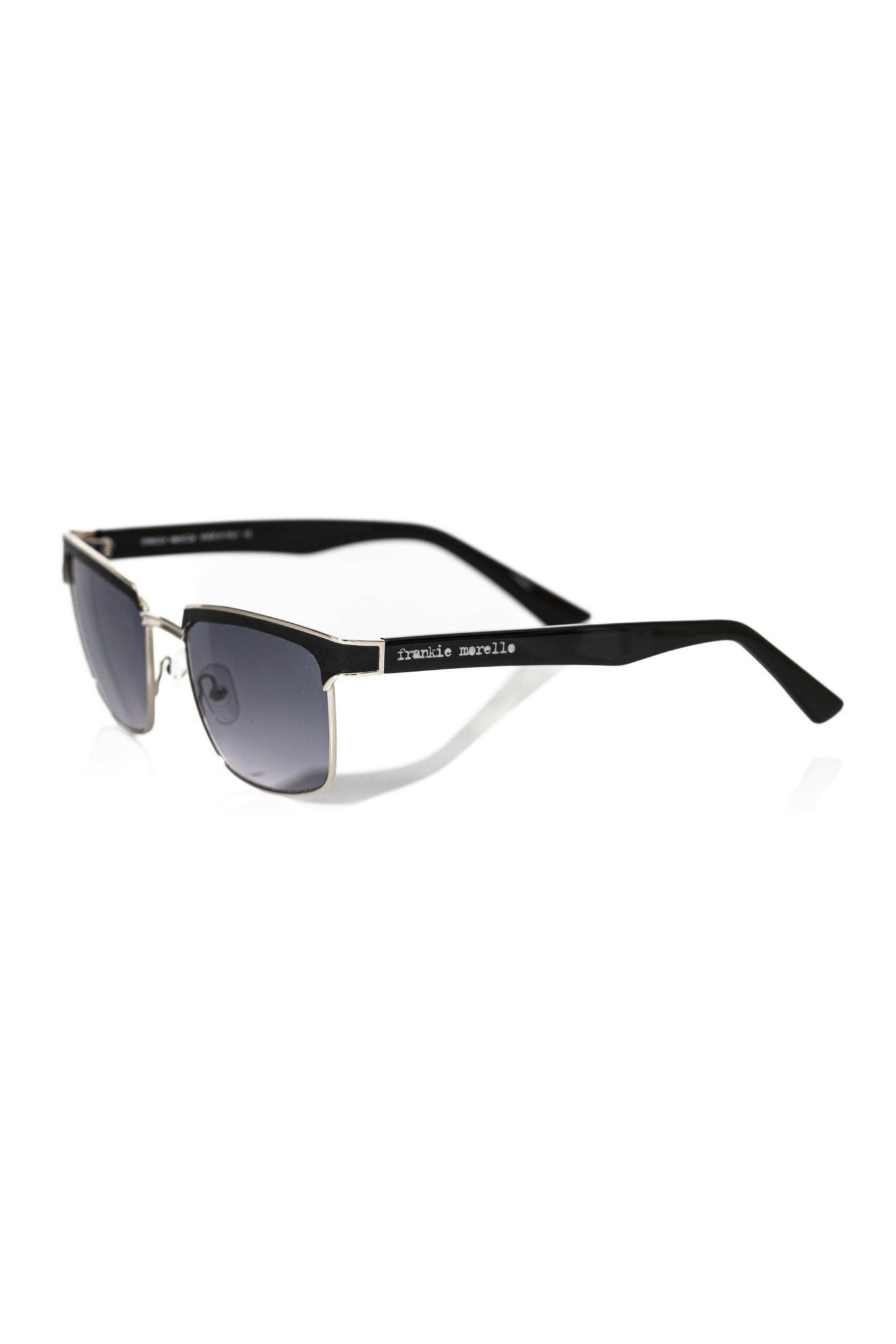 Frankie Morello Black Metallic Fibre Men Sunglasses