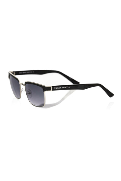 Frankie Morello Black Metallic Fibre Men Sunglasses