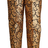 Dolce &amp; Gabbana – Gerade geschnittene Polyesterhose aus Jacquard mit goldenem Blumenmuster