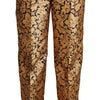 Dolce &amp; Gabbana – Gerade geschnittene Polyesterhose aus Jacquard mit goldenem Blumenmuster
