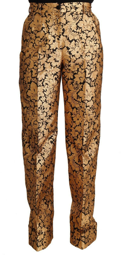 Pantalon taille haute élégant en jacquard floral Dolce &amp; Gabbana