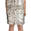 MSGM Silver Sequined Polyester Short Sleeves Shift Mini Dress