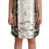 MSGM Silver Sequined Polyester Short Sleeves Shift Mini Dress