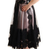 Dolce & Gabbana Black Pink Floral Lace A-line Midi Sheer Dress