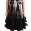 Dolce & Gabbana Black Pink Floral Lace A-line Midi Sheer Dress