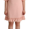 Dolce & Gabbana Pink Ruffled Sleeves Viscose Sheath Dress