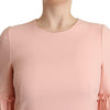 Dolce & Gabbana Pink Ruffled Sleeves Viscose Sheath Dress