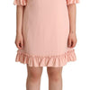 Dolce & Gabbana Pink Ruffled Sleeves Viscose Sheath Dress