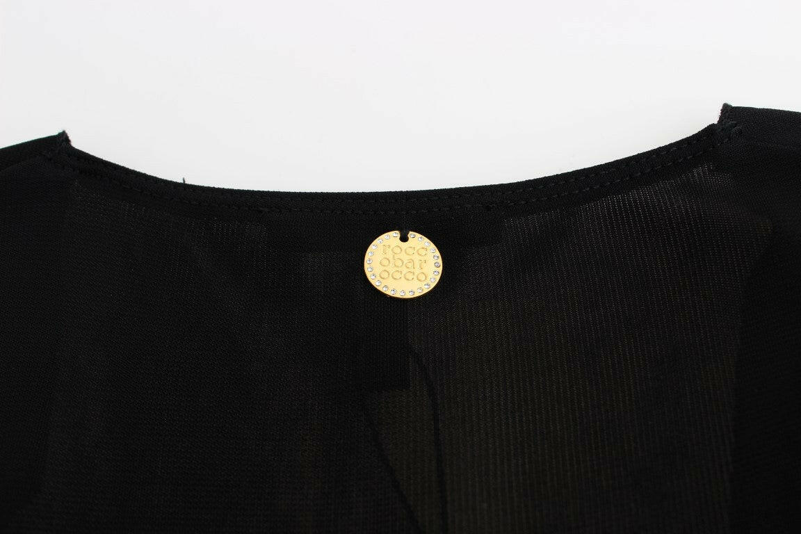 Roccobarocco Black Embellished Jersey Mini Sheath Short Dress