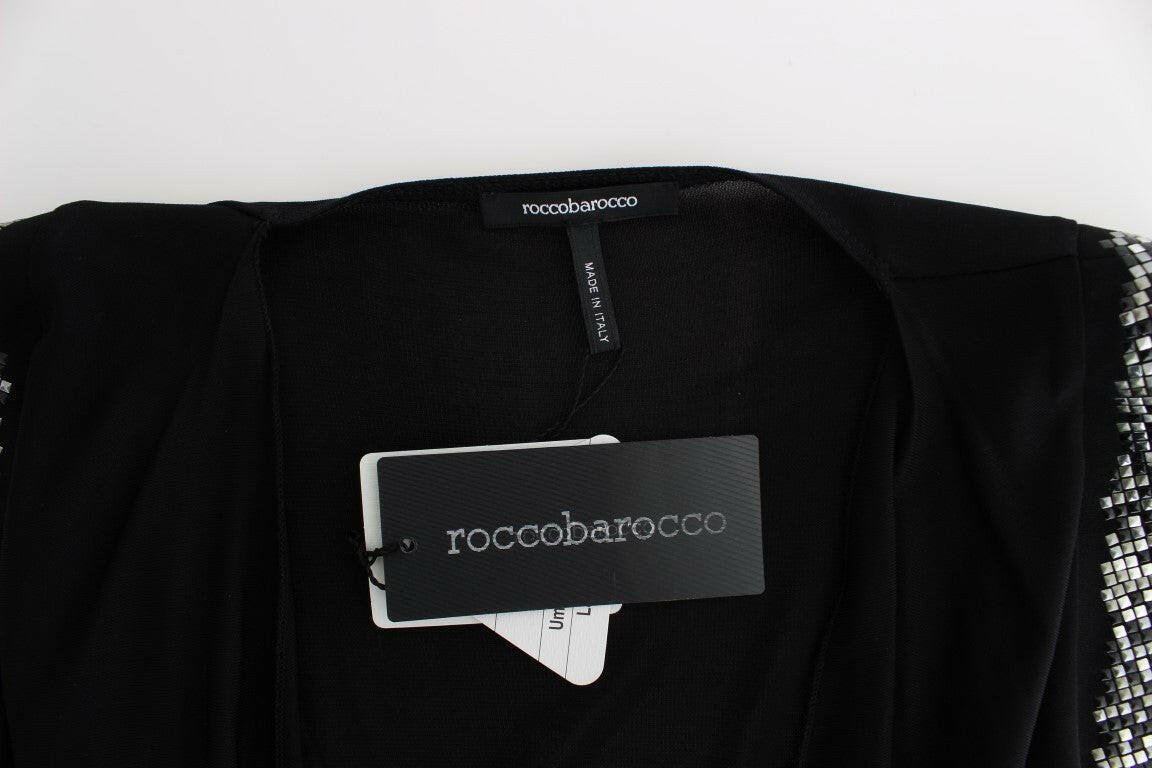 Roccobarocco Black Embellished Jersey Mini Sheath Short Dress
