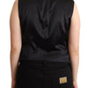 Dolce & Gabbana Black Button Down Sleeveless Vest Waiscoat Top