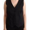 Dolce & Gabbana Black Button Down Sleeveless Vest Waiscoat Top