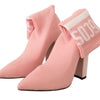 GCDS – Rosa Wildleder-Stiefeletten mit Logo und Blockabsatz