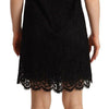Dolce & Gabbana Black Floral Lace Sheath Sleeveless Mini Dress
