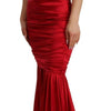 Dolce & Gabbana Red Silk Stretch Sheath Mermaid Gown Dress