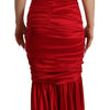 Dolce & Gabbana Red Silk Stretch Sheath Mermaid Gown Dress