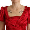 Dolce & Gabbana Red Silk Stretch Sheath Mermaid Gown Dress
