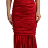 Dolce & Gabbana Red Silk Stretch Sheath Mermaid Gown Dress