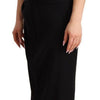 Dolce & Gabbana Black Silk Stretch Strapless Sheath Midi Dress