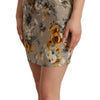 Dolce & Gabbana Gray Silk Stretch Floral Sheath Mini Dress