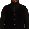 Dolce & Gabbana Black Leather Mens Turtle Neck Coat Jacket