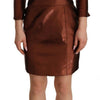 GF Ferre Metallic Brown Long Sleeves Square Neck Sheath Dress