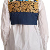 Dolce & Gabbana Multicolor Embellished Waist Coat Cotton Top