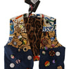 Dolce & Gabbana Multicolor Embellished Waist Coat Cotton Top