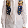 Dolce & Gabbana Multicolor Embellished Waist Coat Cotton Top