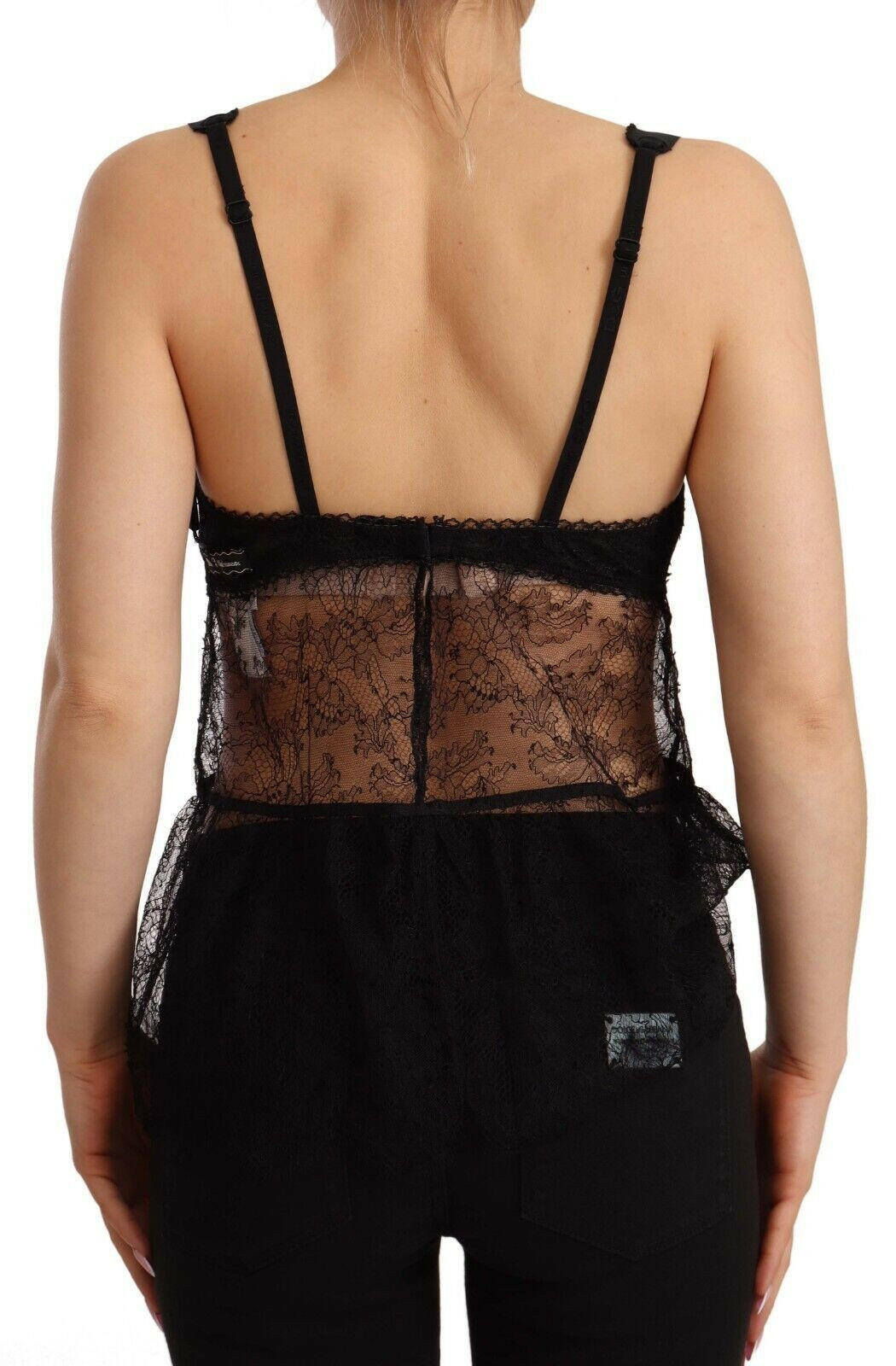 Dolce &amp; Gabbana – Schwarzes Babydoll-Dessous-Oberteil aus Seidenspitze und Nylon