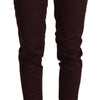 Just Cavalli Maroon Mid Waist Skinny Women Trouser Pants